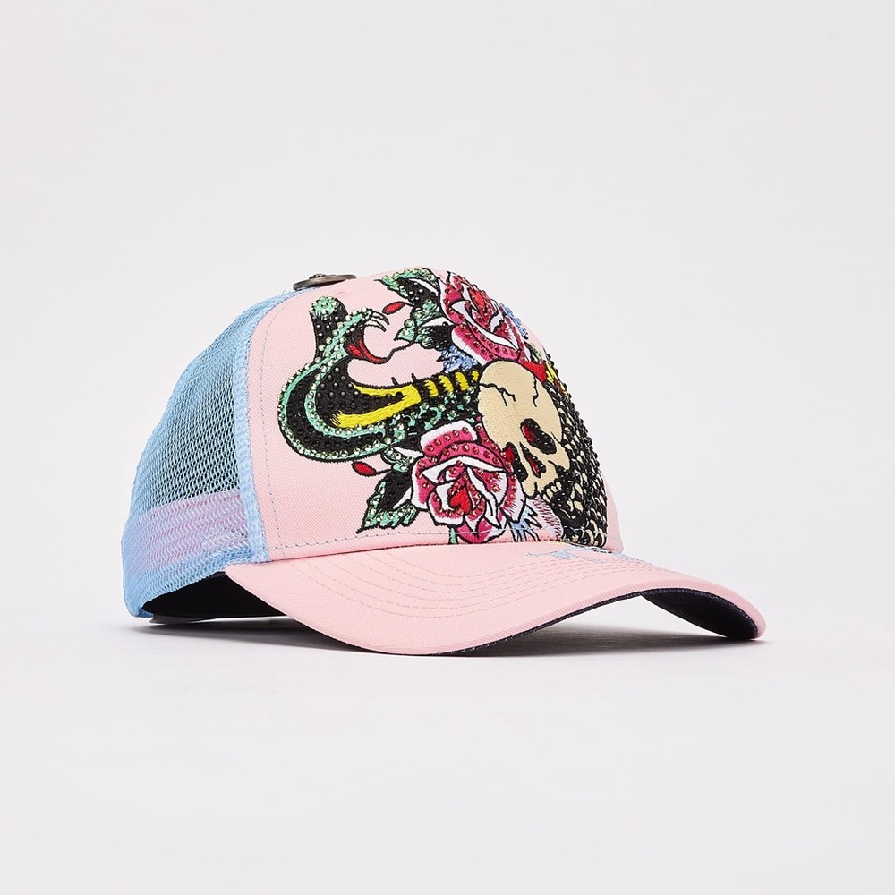 ED HARDY COBRA RHINESTONE TRUCKER HAT